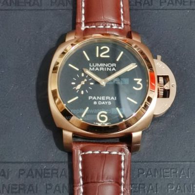 Best Quality Replica Panerai Luminor Marina Black Face Rose Gold Watch